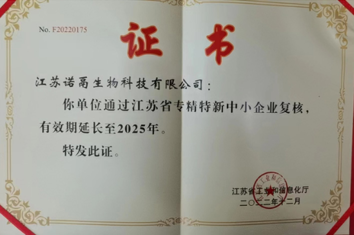 江苏省专精特新中小企业证书